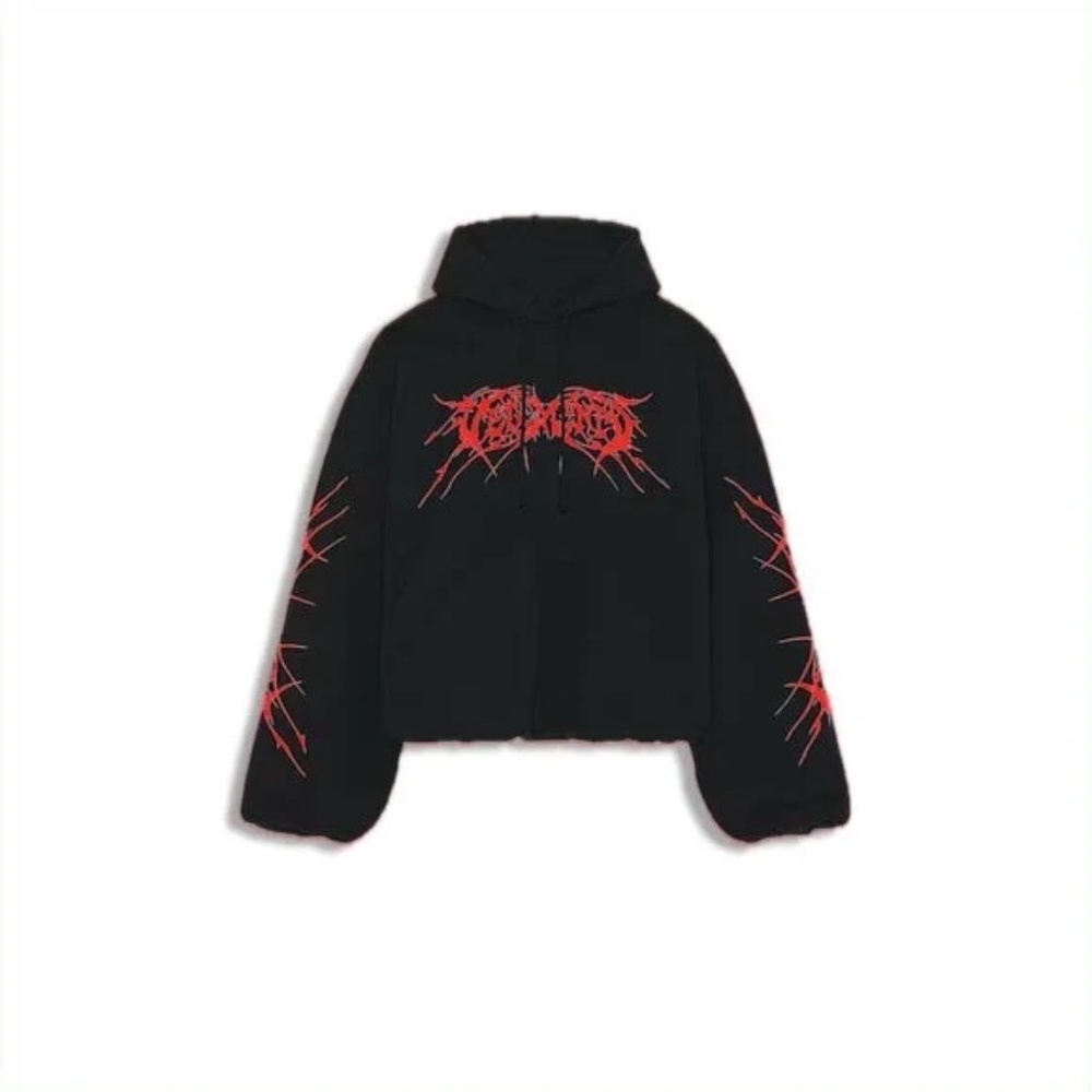 Vetements Death Metal Cropped Hoodie Sweatshirt